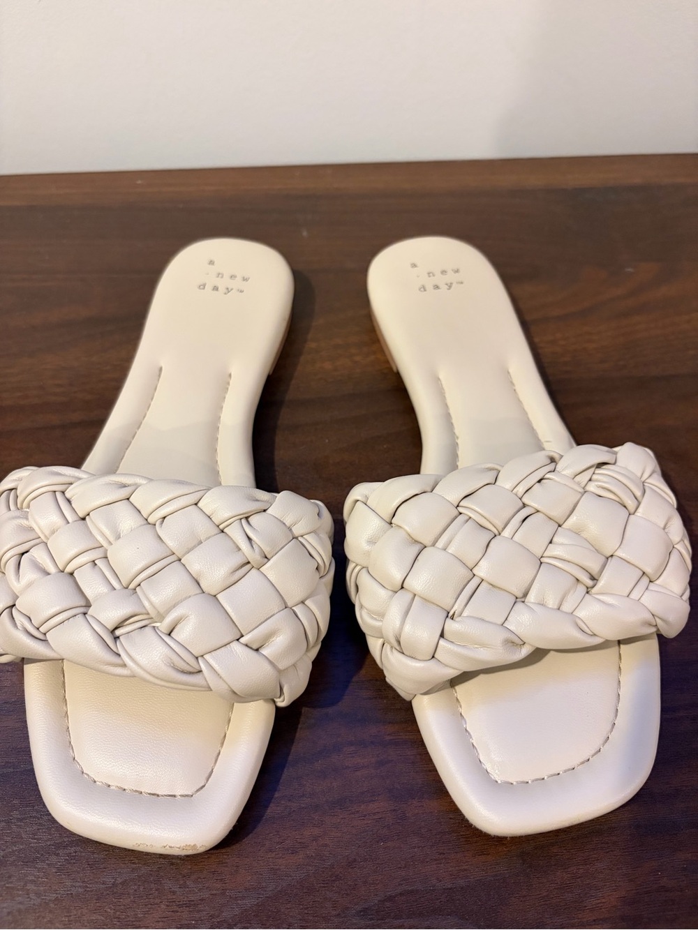 a new day Cream Braided Slide Mules